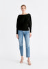 Paisie Balloon Sleeve Knitted Top in Black